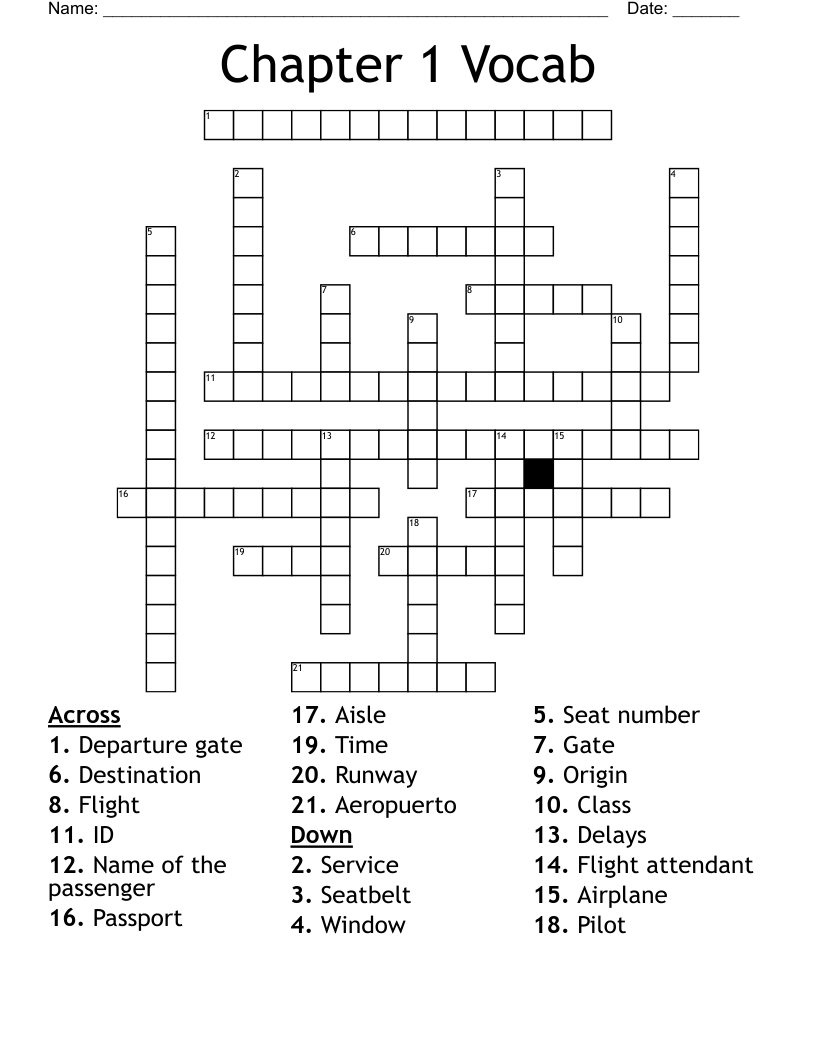 Chapter 1 Vocab Crossword