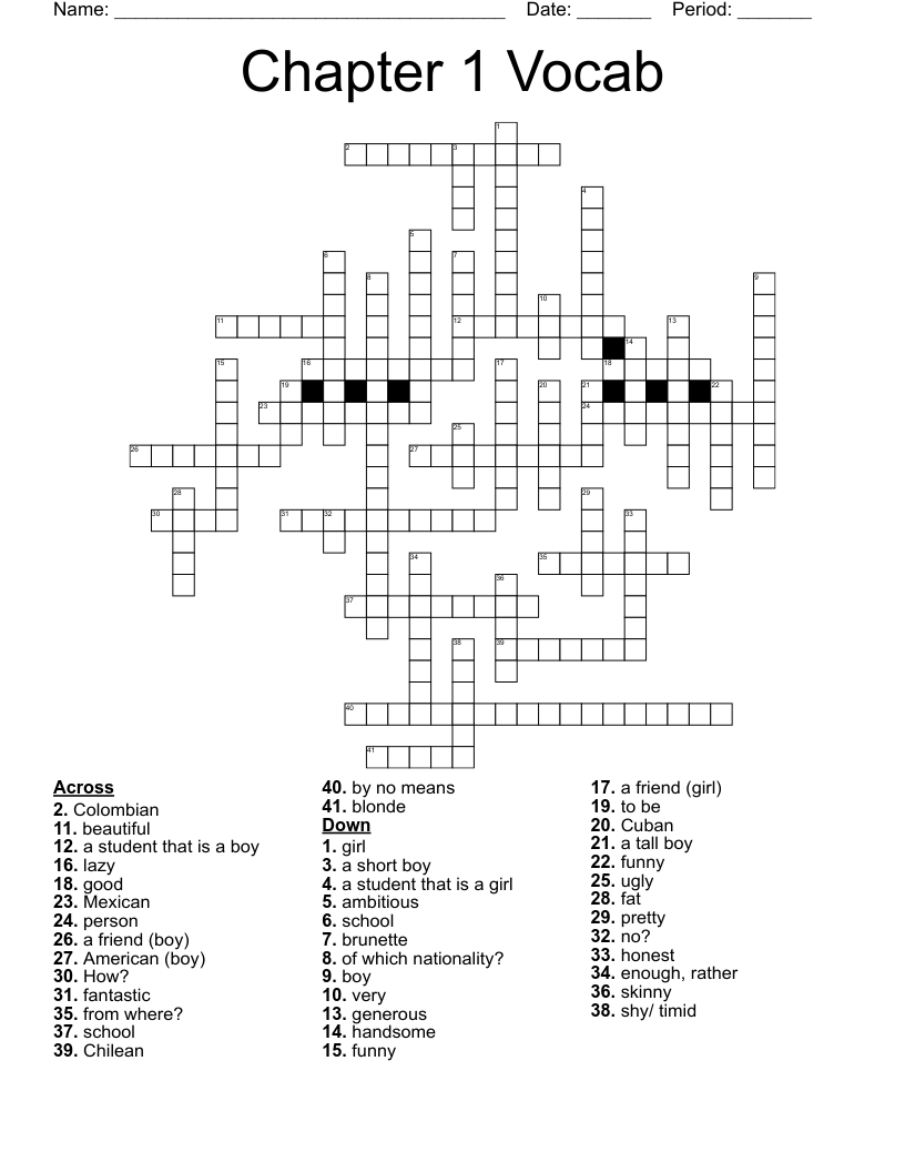 Chapter 1 Vocab Crossword