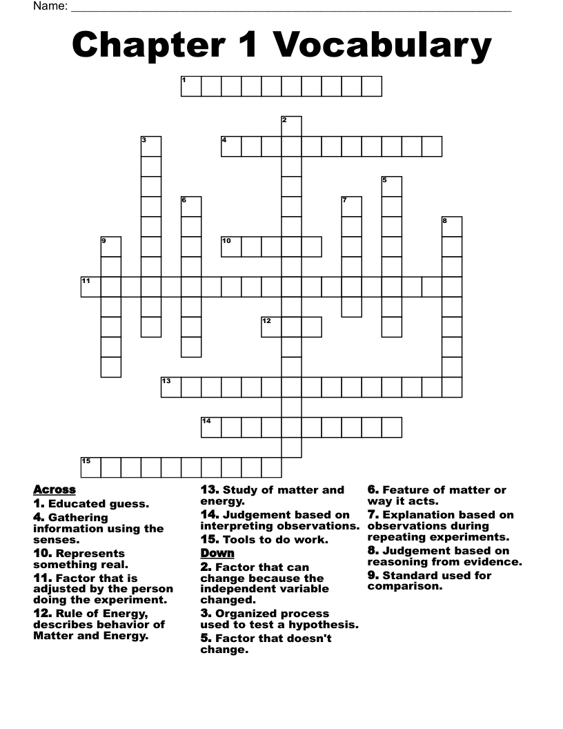 Chapter 1 Vocabulary Crossword