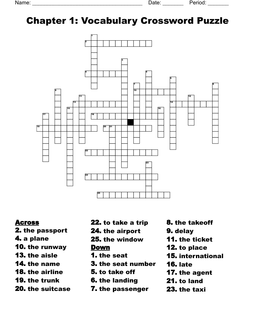 Chapter 1: Vocabulary Crossword Puzzle