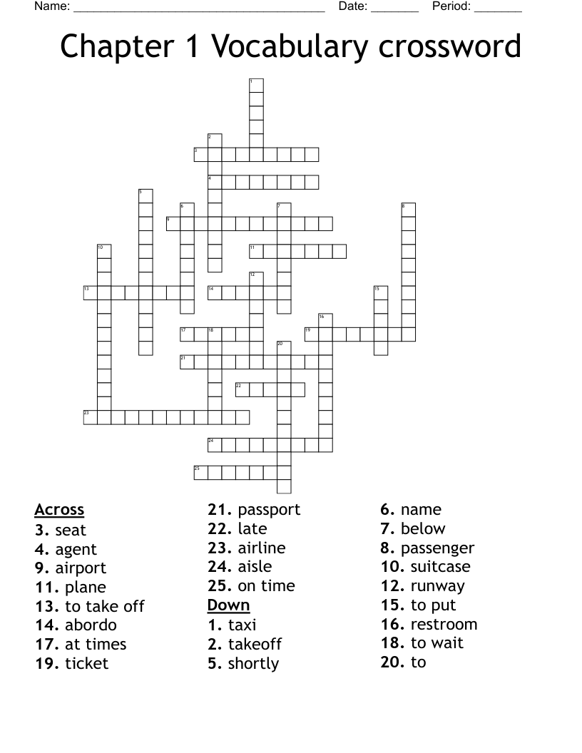 Chapter 1 Vocabulary crossword