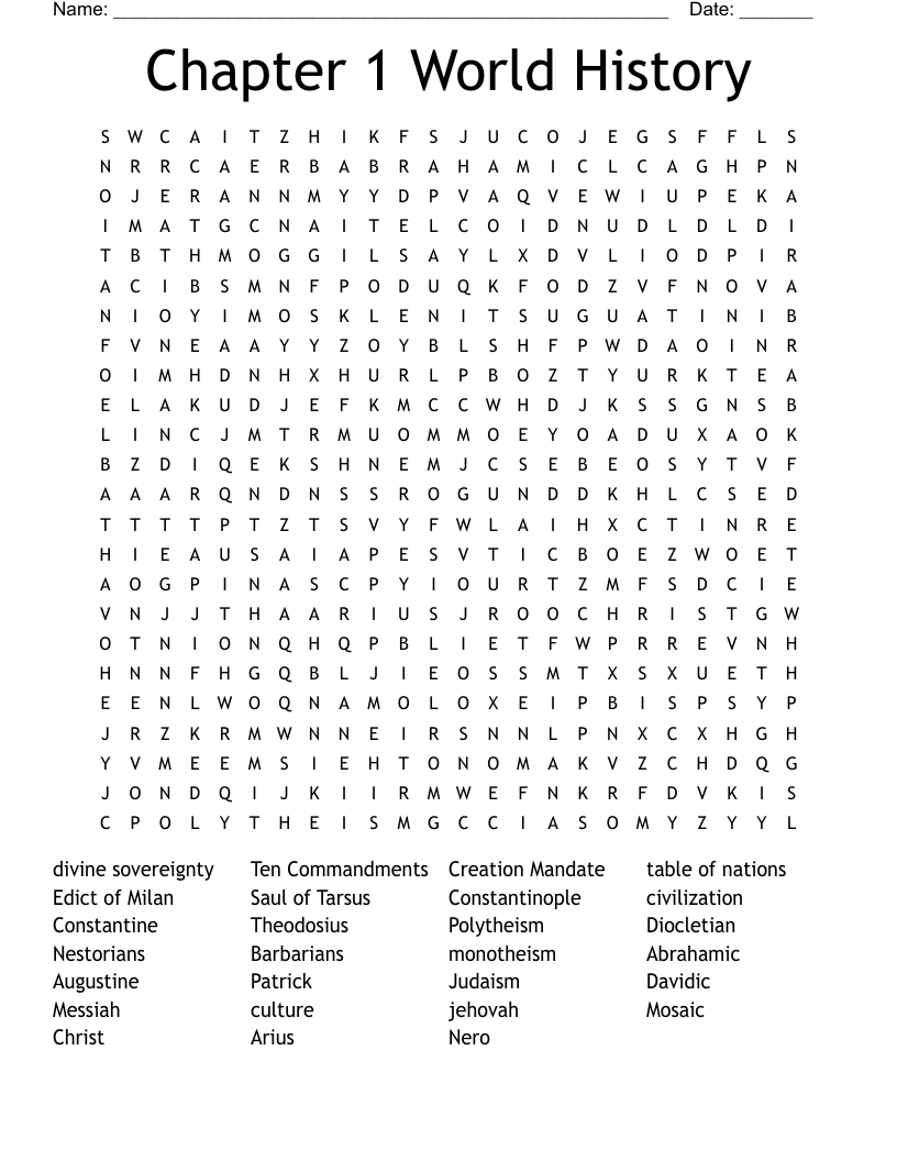 Chapter 1 World History Word Search