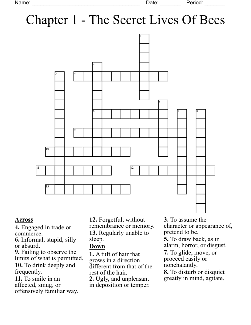Chapter 1 - The Secret Lives Of Bees Crossword