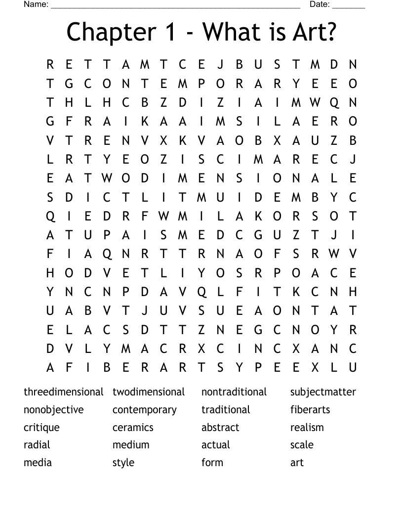 Chapter 1 - What is Art? Word Search