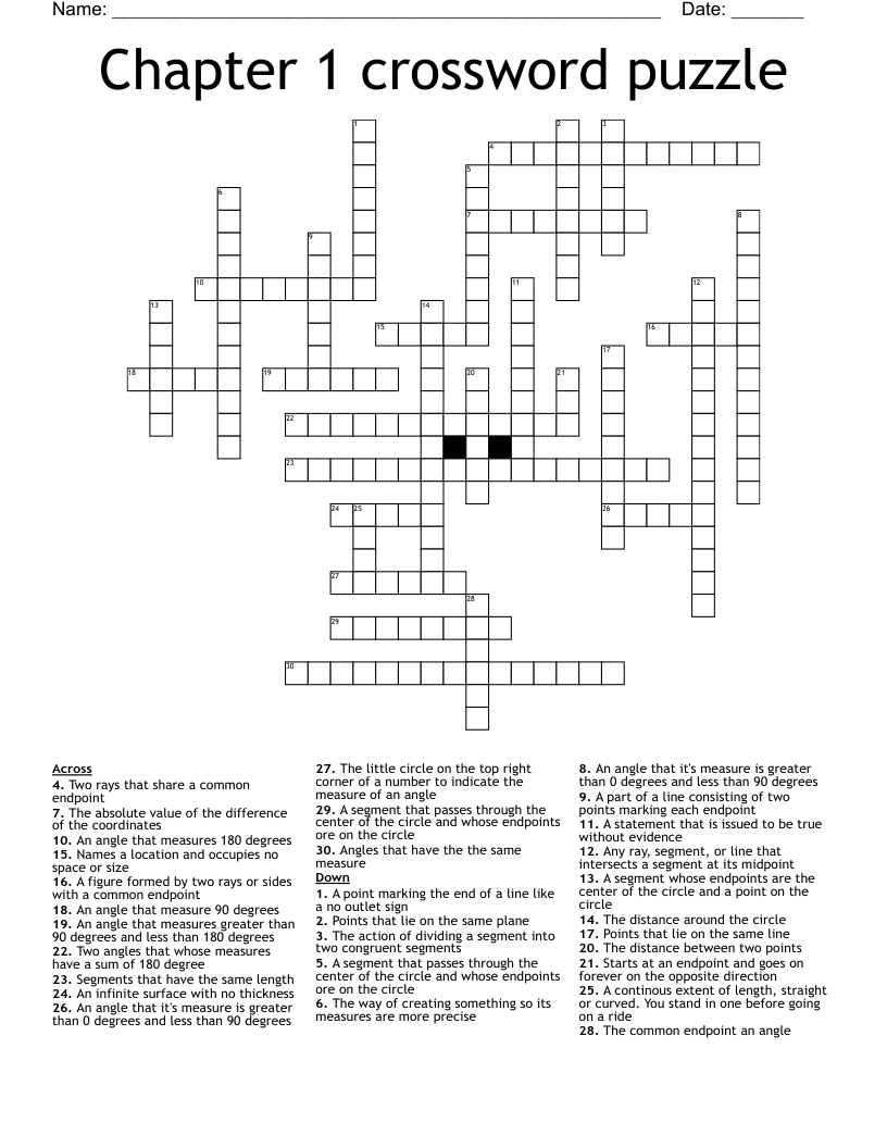 Chapter 1 crossword puzzle