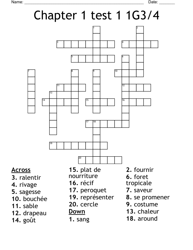 Chapter 1 test 1 1G3/4 Crossword