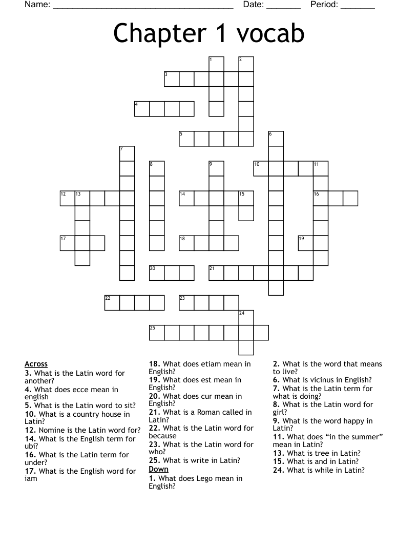 Chapter 1 vocab Crossword