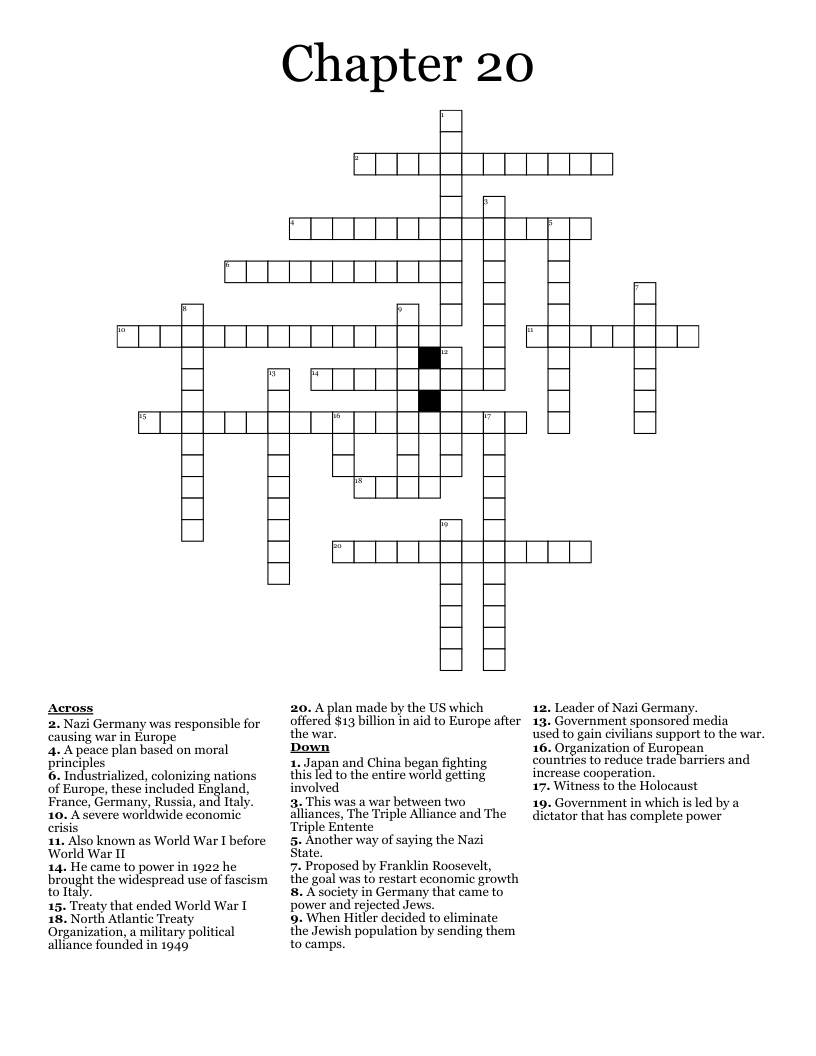 Chapter 20  Crossword