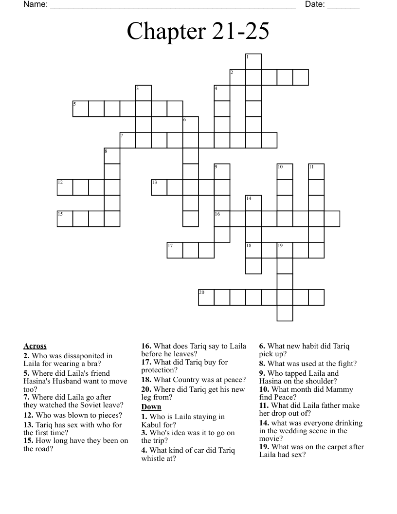 Chapter 21-25 Crossword