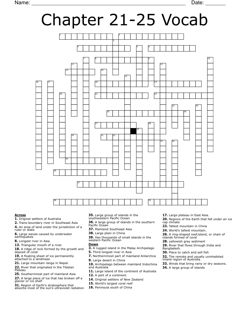 Chapter 21-25 Vocab Crossword