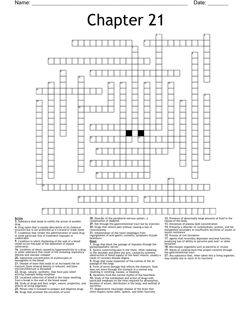 Chapter 21  Crossword