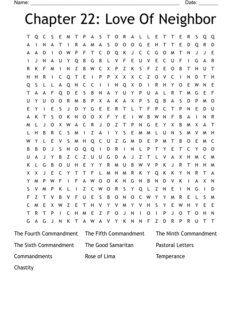 Chapter 22: Love Of Neighbor Word Search