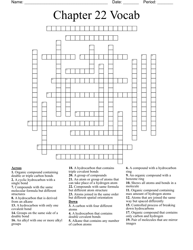 Chapter 22 Vocab Crossword