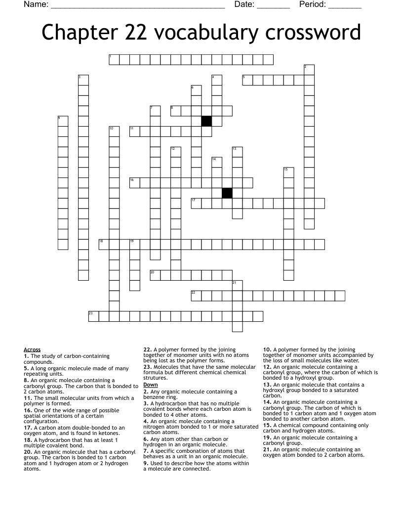 Chapter 22 vocabulary crossword