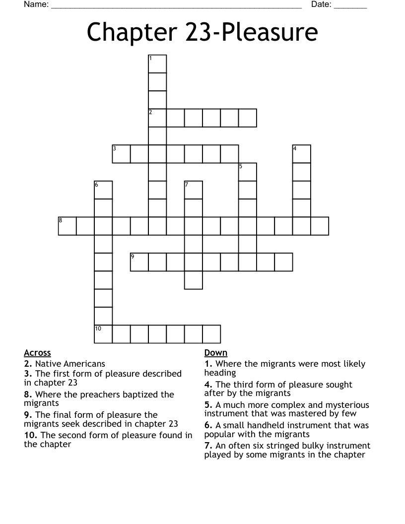 Chapter 23-Pleasure Crossword