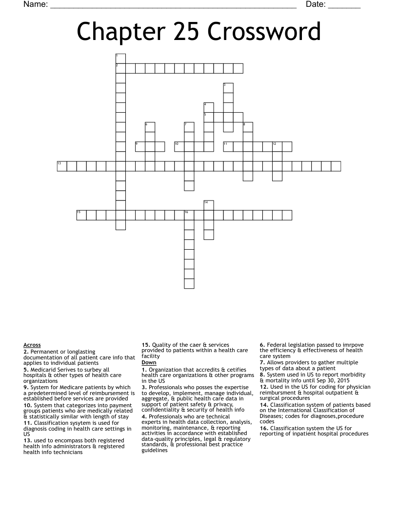 Chapter 25 Crossword