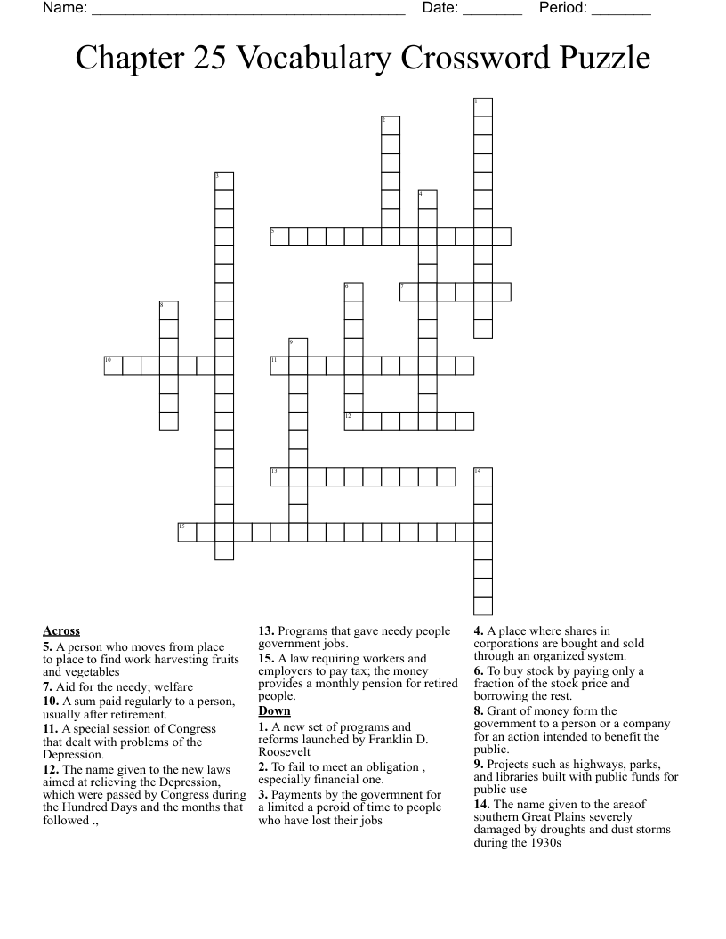 Chapter 25 Vocabulary Crossword Puzzle