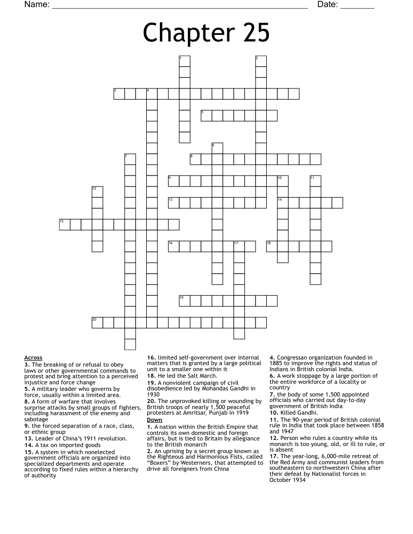 Chapter 25  Crossword