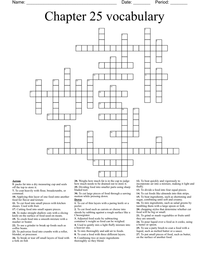 Chapter 25 vocabulary Crossword