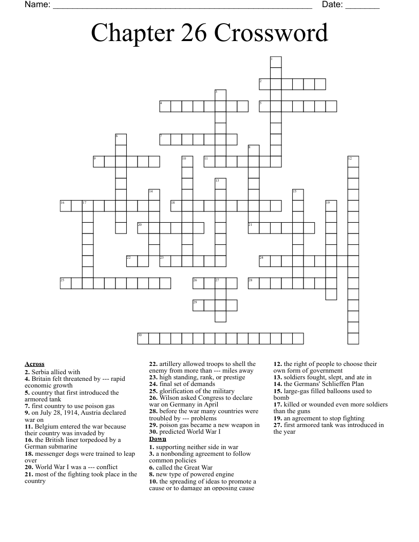 Chapter 26 Crossword