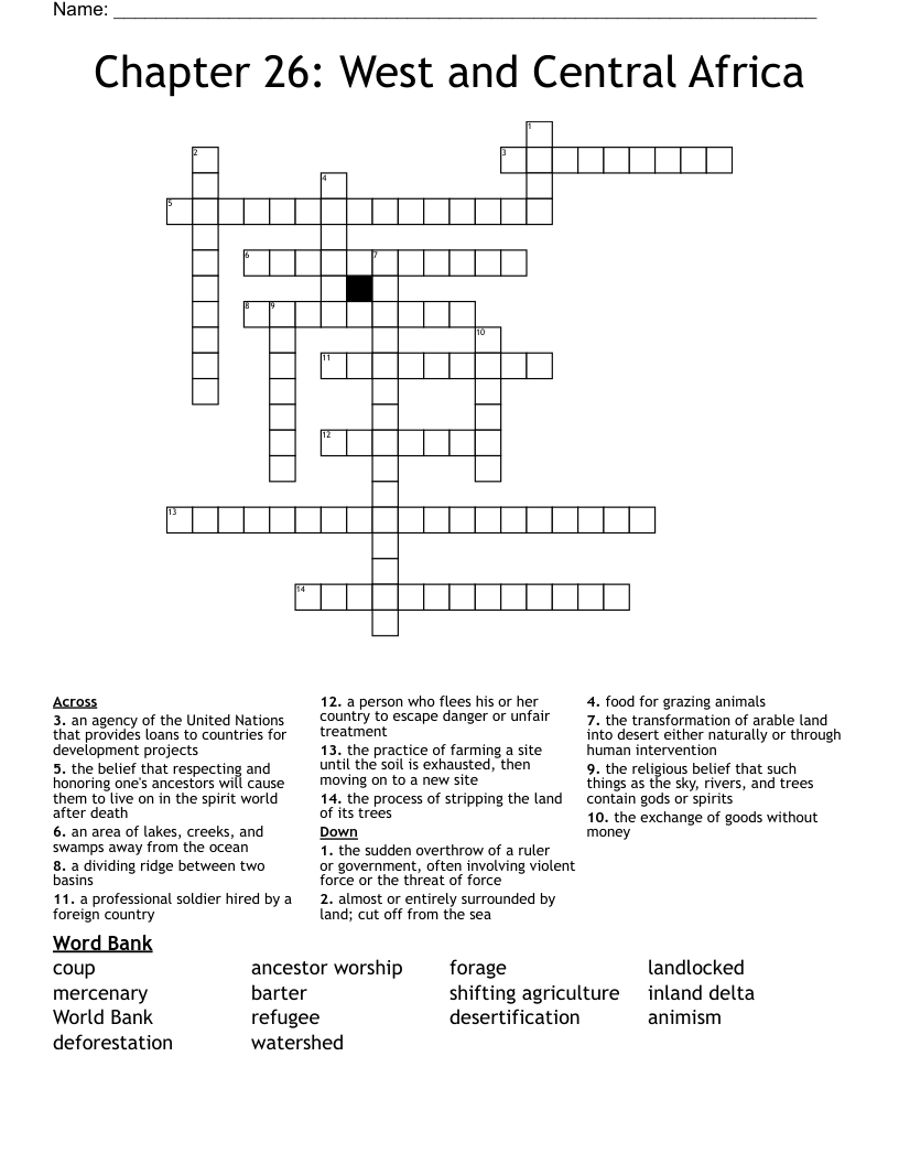 Chapter 26: West and Central Africa Crossword