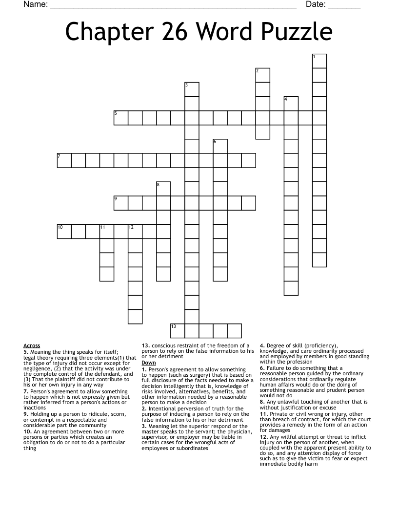 Chapter 26 Word Puzzle Crossword