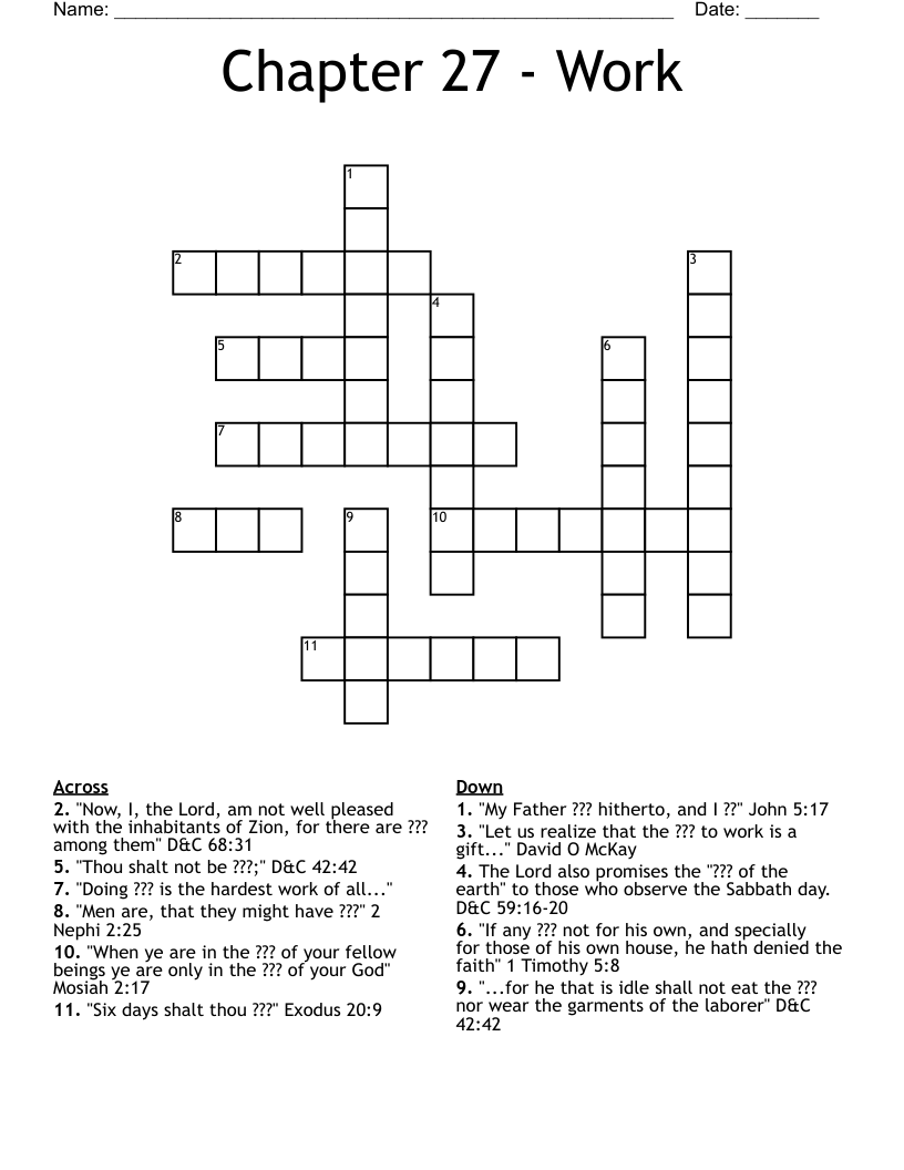 Chapter 27 - Work Crossword
