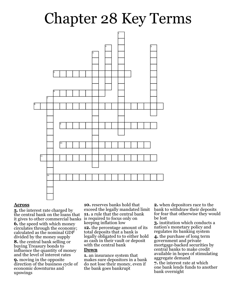 Chapter 28 Key Terms Crossword