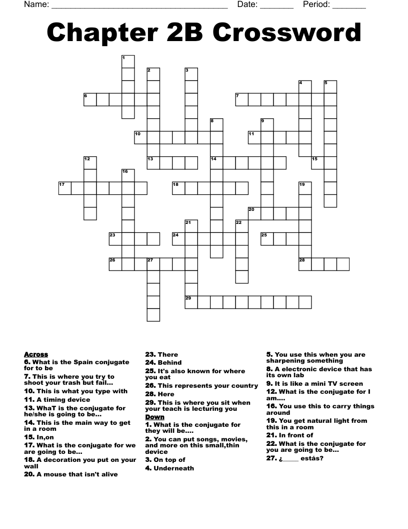 Chapter 2B Crossword