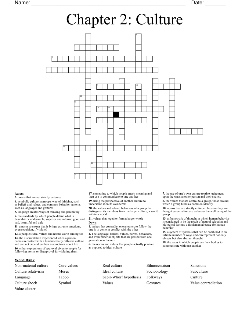 Chapter 2: Culture Crossword