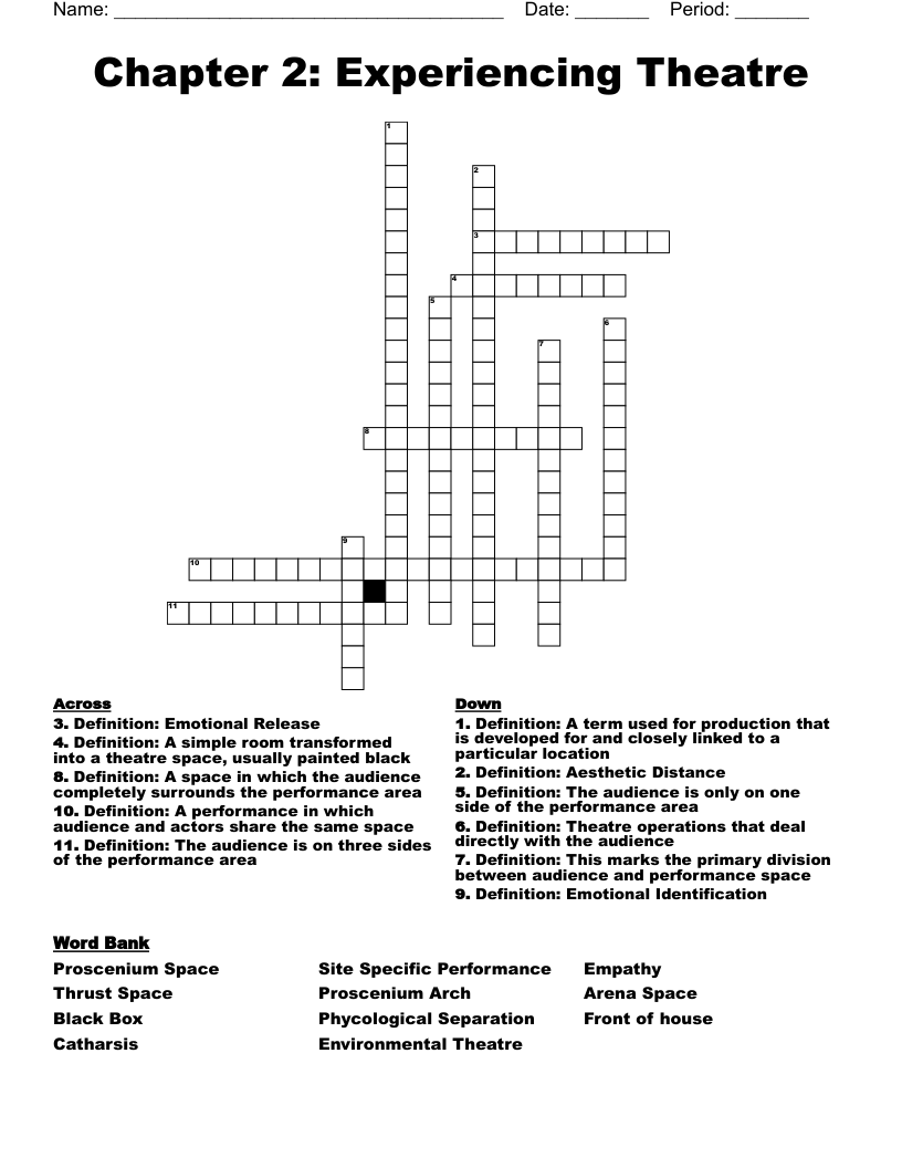 Chapter 2: Experiencing Theatre Crossword