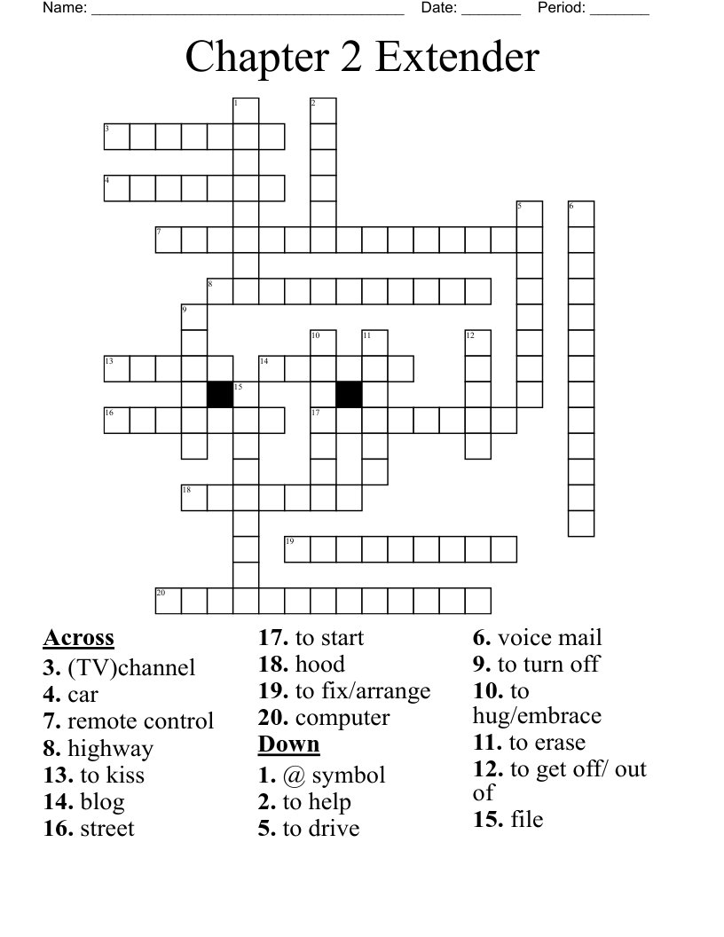 Chapter 2 Extender Crossword