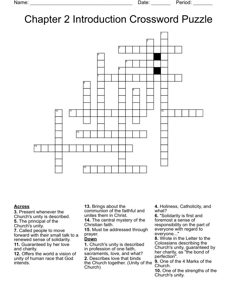 Chapter 2 Introduction Crossword Puzzle