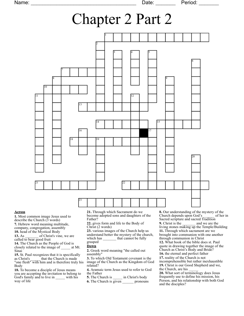 Chapter 2 Part 2  Crossword