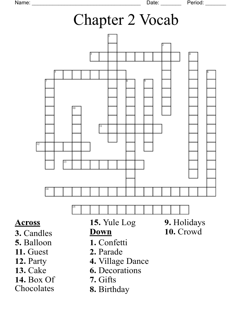 Chapter 2 Vocab Crossword