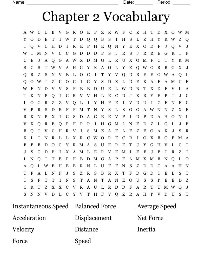 Chapter 2 Vocabulary Word Search