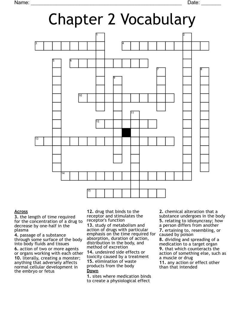 Chapter 2 Vocabulary Crossword
