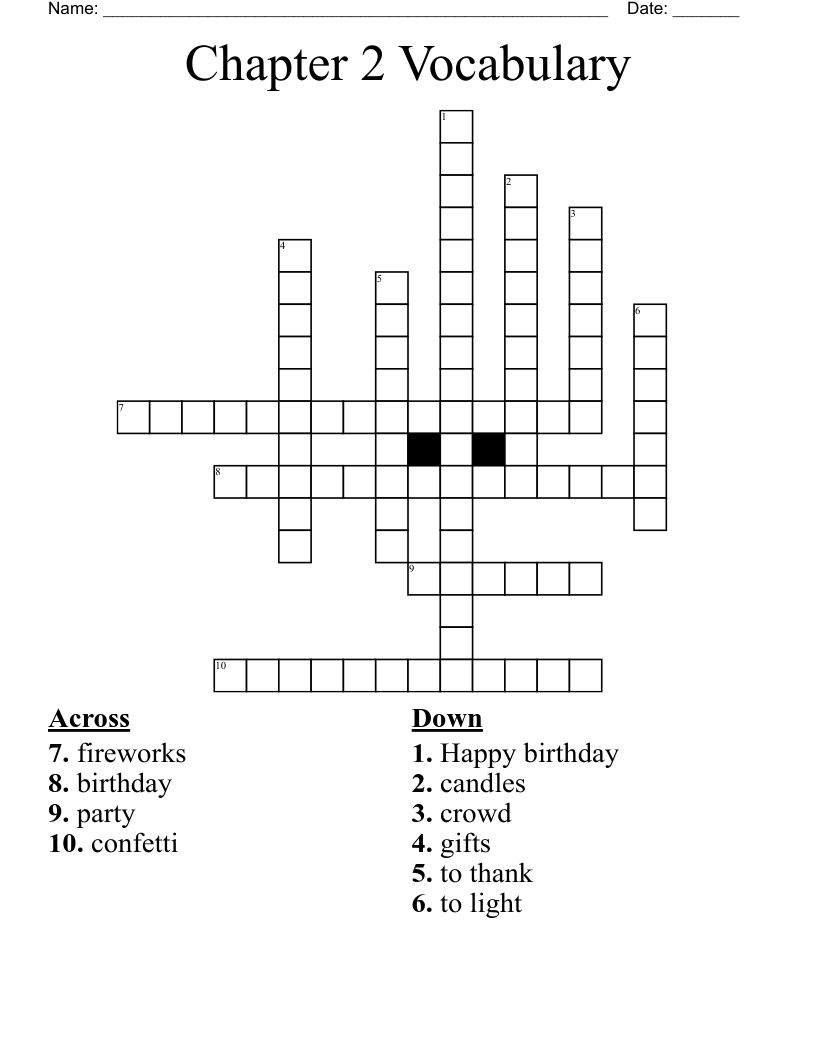 Chapter 2 Vocabulary  Crossword