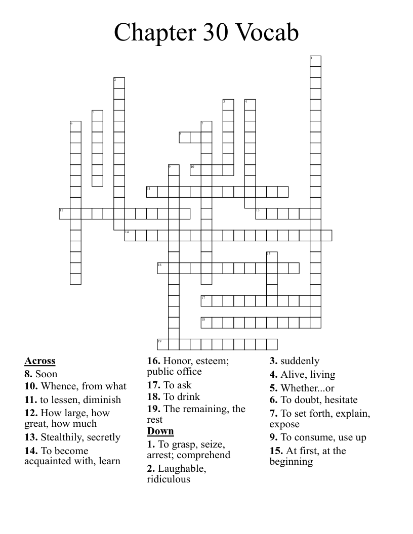 Chapter 30 Vocab Crossword