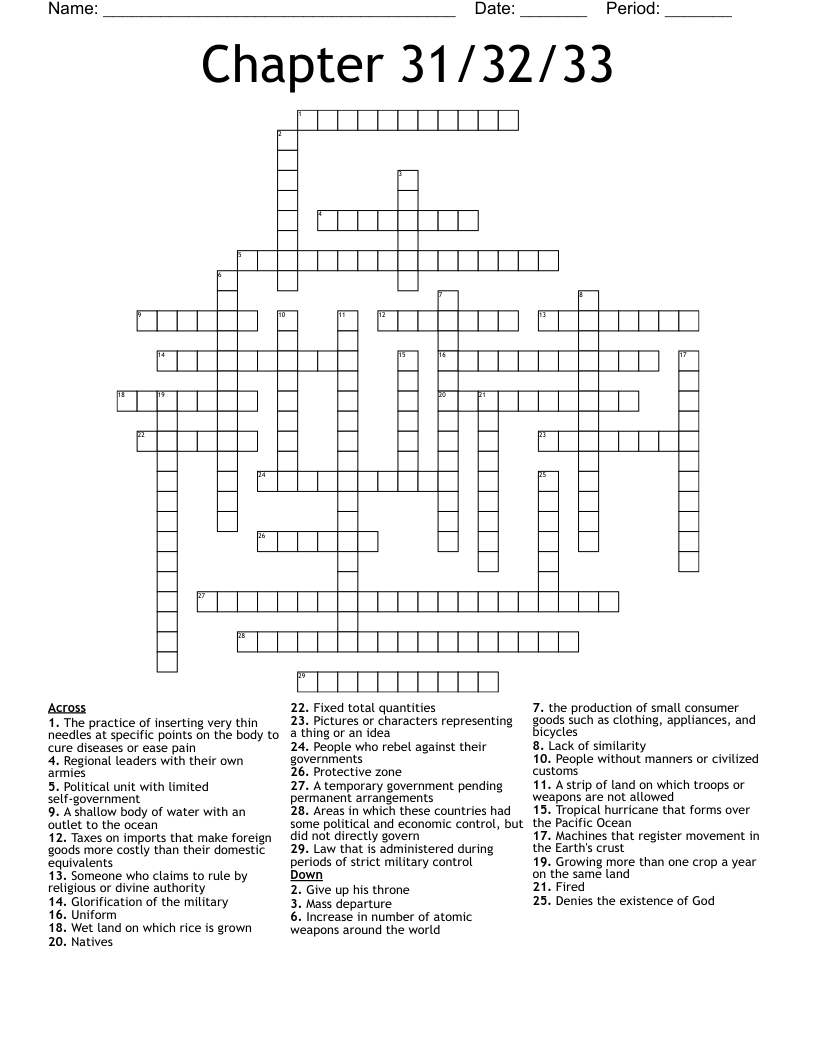 Chapter 31/32/33 Crossword