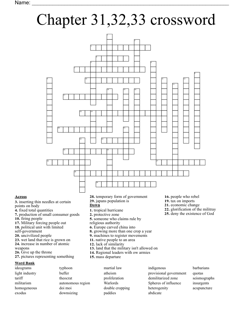 Chapter 31,32,33 crossword