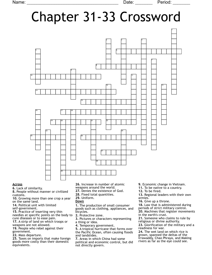 Chapter 31-33 Crossword