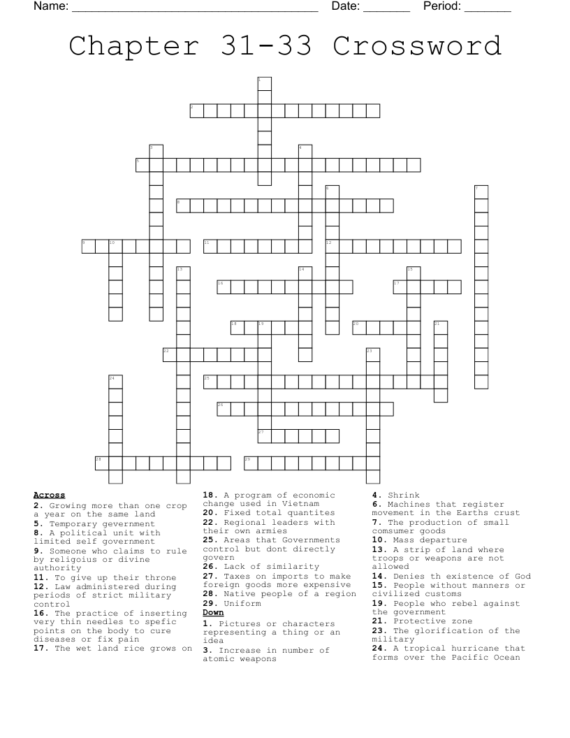 Chapter 31-33 Crossword 