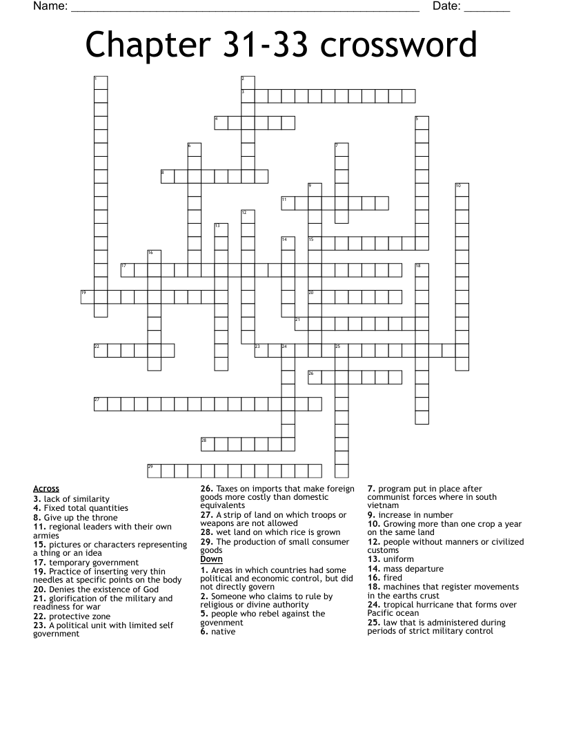 Chapter 31-33 crossword