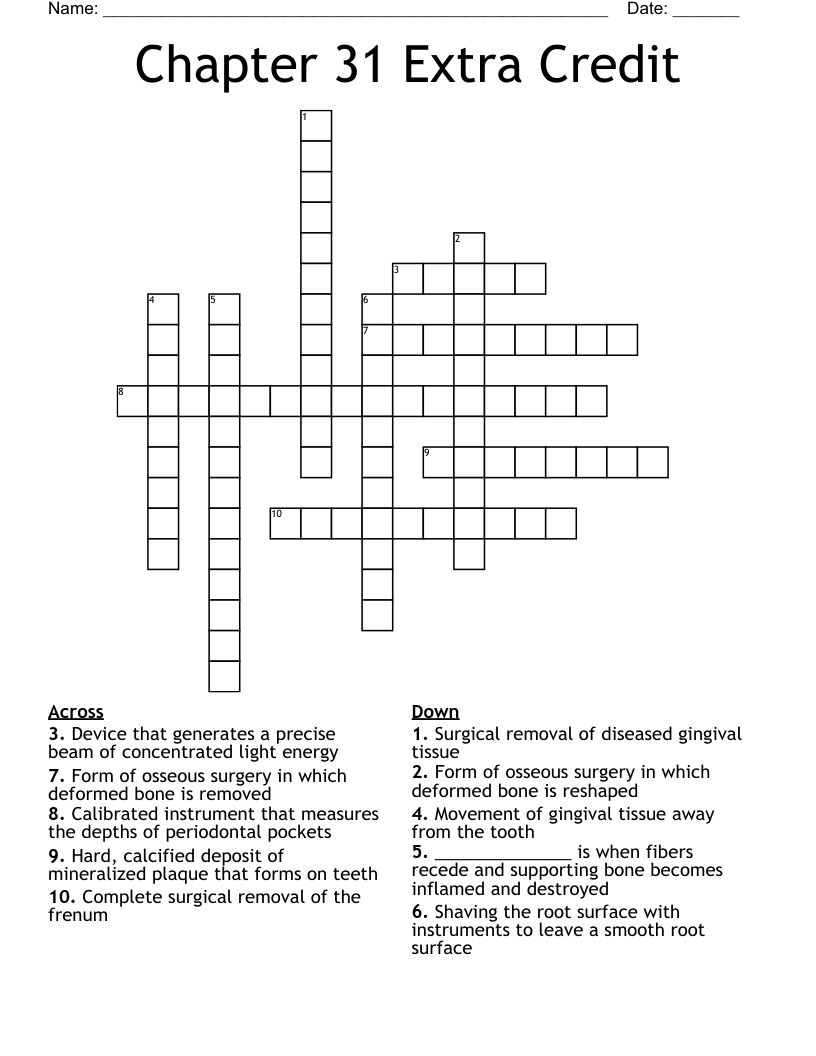 Chapter 31 Extra Credit Crossword