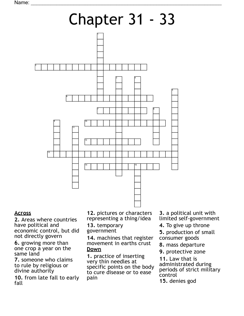 Chapter 31 - 33 Crossword