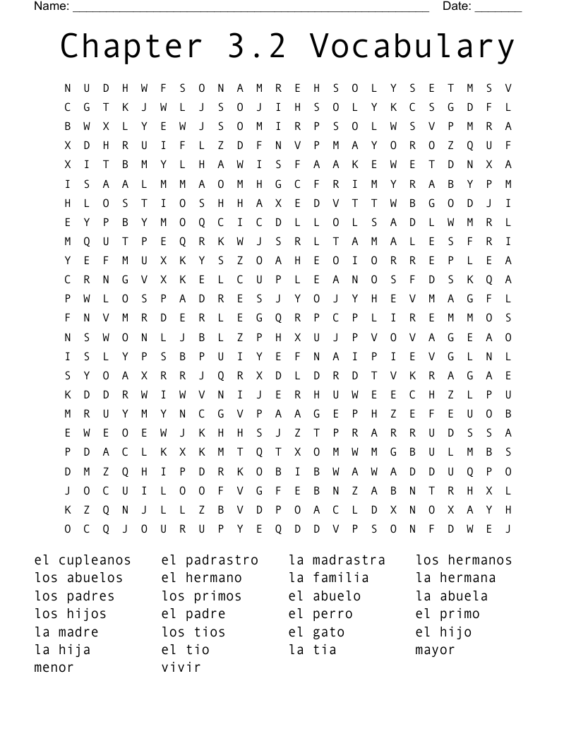 Chapter 3.2 Vocabulary Word Search