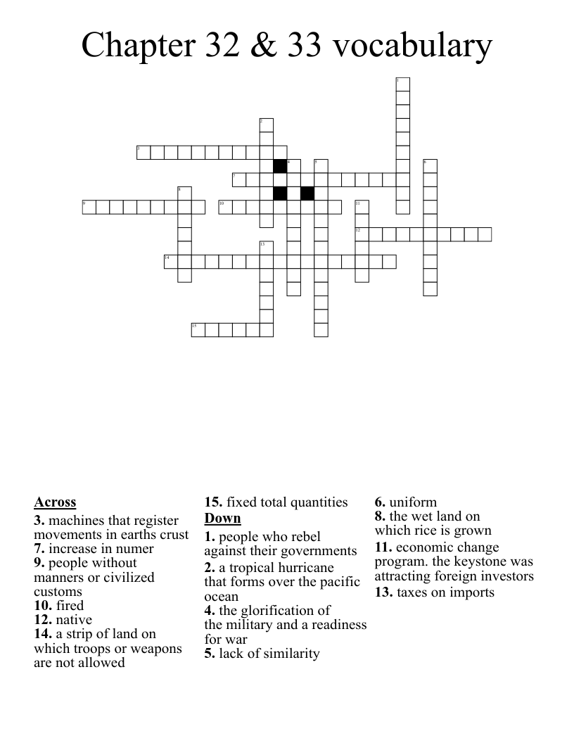 Chapter 32 & 33 vocabulary Crossword