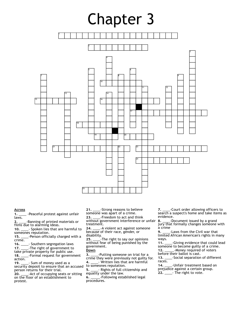 Chapter 3 Crossword