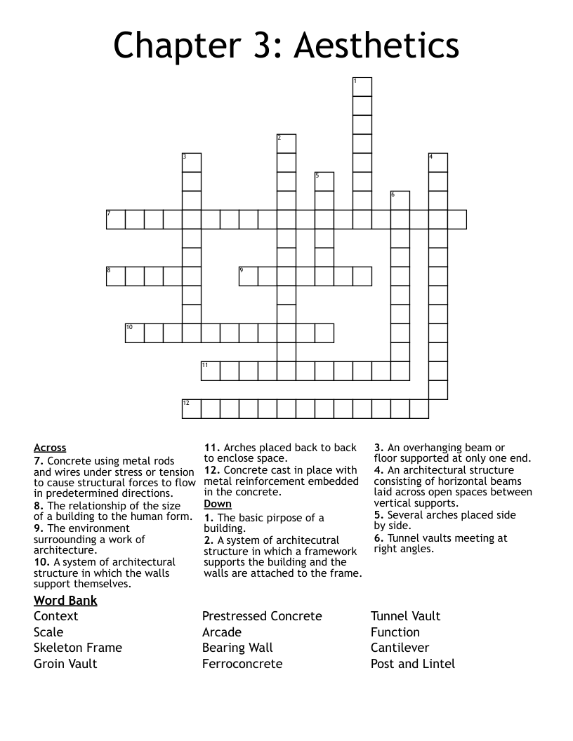 Chapter 3: Aesthetics Crossword